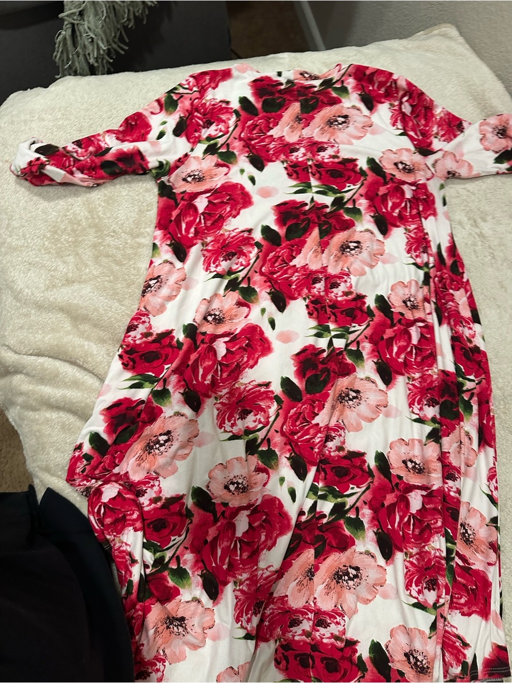 Floral Pink & Red Women’s Soft Dress - Picture 6 of 6